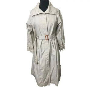 Roth Le Cover Sport Women’s Beige Pleated Trench Coach Belted Size 8 Vintage